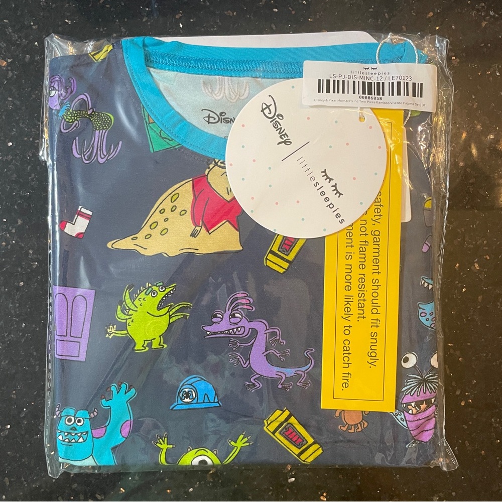 New with tags Little Sleepies x Disney Monsters, Inc. two piece pajama set